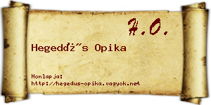 Hegedűs Opika névjegykártya